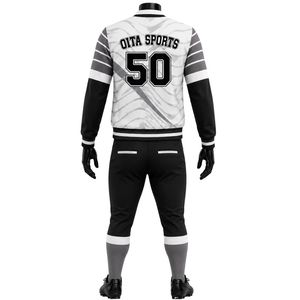Gray and White Baseball Jacket and <b>Pants</b> Set Full Sleeve Button Up Top with Matching <b>Pants</b> Comfortable Team Sports Outfit - Product Image 2