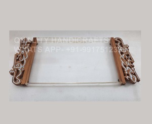 Plateau arabe en bois de style antique avec mosaïque en nacre pour la décoration intérieure royale - Product Image 6