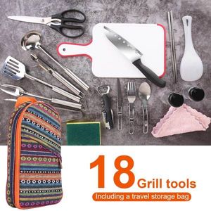 Kit di 19 Utensili da Cucina Portatili per Campeggio, Attrezzatura da Cucina per Picnic e Attività all'Aperto, per Falò e Barbecue - Product Image 5