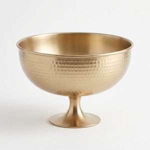 Bol de service sur pied en acier inoxydable SS304 de 22 cm, fait main, de haute qualité, finition PVD Or Champagne, avec piédestal Surya Gold, pour la décoration intérieure et les hôtels - Product Image 1