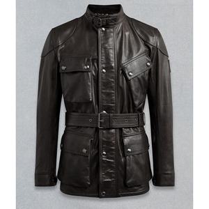 Custom Men Genuine Leather Waterproof Breathable <b>Mandarin</b> <b>Collar</b> Motorcycle <b>Jacket</b> 2026 OEM Service Manufacturer Supplier - Product Image 1