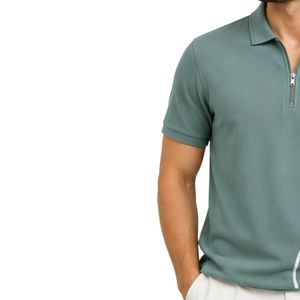 Camiseta Polo de Punto Tipo Waffle Verde Salvia Personalizada para Hombre, Transpirable, de Manga Corta, Informal, para Golf, Tenis, Ropa de Verano - Product Image 3