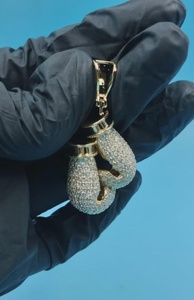 Pendentif Gants de Boxe Style Hip Hop Luxe Argent 925 Sertie de Pierres pour Hommes, Pendentif Miami, Pendentif Rapper Bust Down - Product Image 4