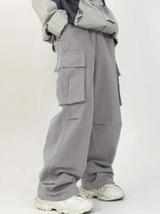 Pantalon cargo en toile 100% coton à taille haute personnalisable, effet délavé et vieilli, plusieurs poches, grande taille, logo personnalisable - Product Image 5