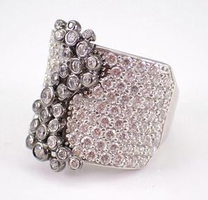 925 <b>Sterling</b> <b>Silver</b> Rhodium Plated Bezel <b>Set</b> Cluster <b>Ring</b> Unique Chunky Wide Hip Hop Style Unisex Anniversary Gift Jewelry - Product Image 3