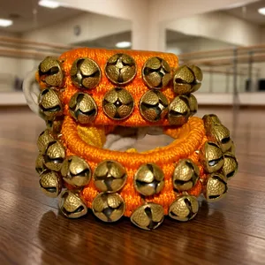 Ghongroo à 2 rangs en laiton orange pour la danse Bharatanatyam et Salangai, clochettes de danse classique indienne, ghongroo traditionnel indien pour les pieds - Product Image 5