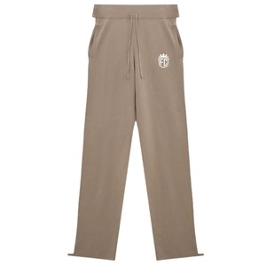 Beige Side Stripe Knitted Jogger <b>Pants</b> Unisex Soft Knit Sweatpants Elastic Waist Casual Streetwear Lounge Winter Warm - Product Image 1