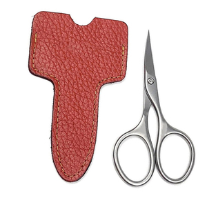Pochette en cuir de luxe, ciseaux à cuticules et à ongles en acier inoxydable, outil de manucure de haute précision, ciseaux à ongles avec manche en acier - Product Image 1
