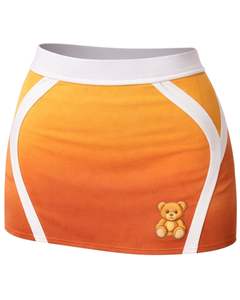 ชุดเซ็ตกระโปรงสองชิ้นสีส้มไล่เฉดสำหรับผู้หญิง เสื้อครอปแขนกุด กระโปรงมินิเอวสูง ผ้าสเตรช ชุดน่ารักสำหรับฤดูร้อน - Product Image 5