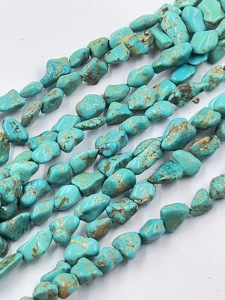 Perles de turquoise naturelle d'Arizona, lisses, en forme de pépites, 10-15 mm, environ 14 pouces de long, perles de pierre irrégulières en vrac pour la vente en gros de bijoux en Chine - Product Image 2
