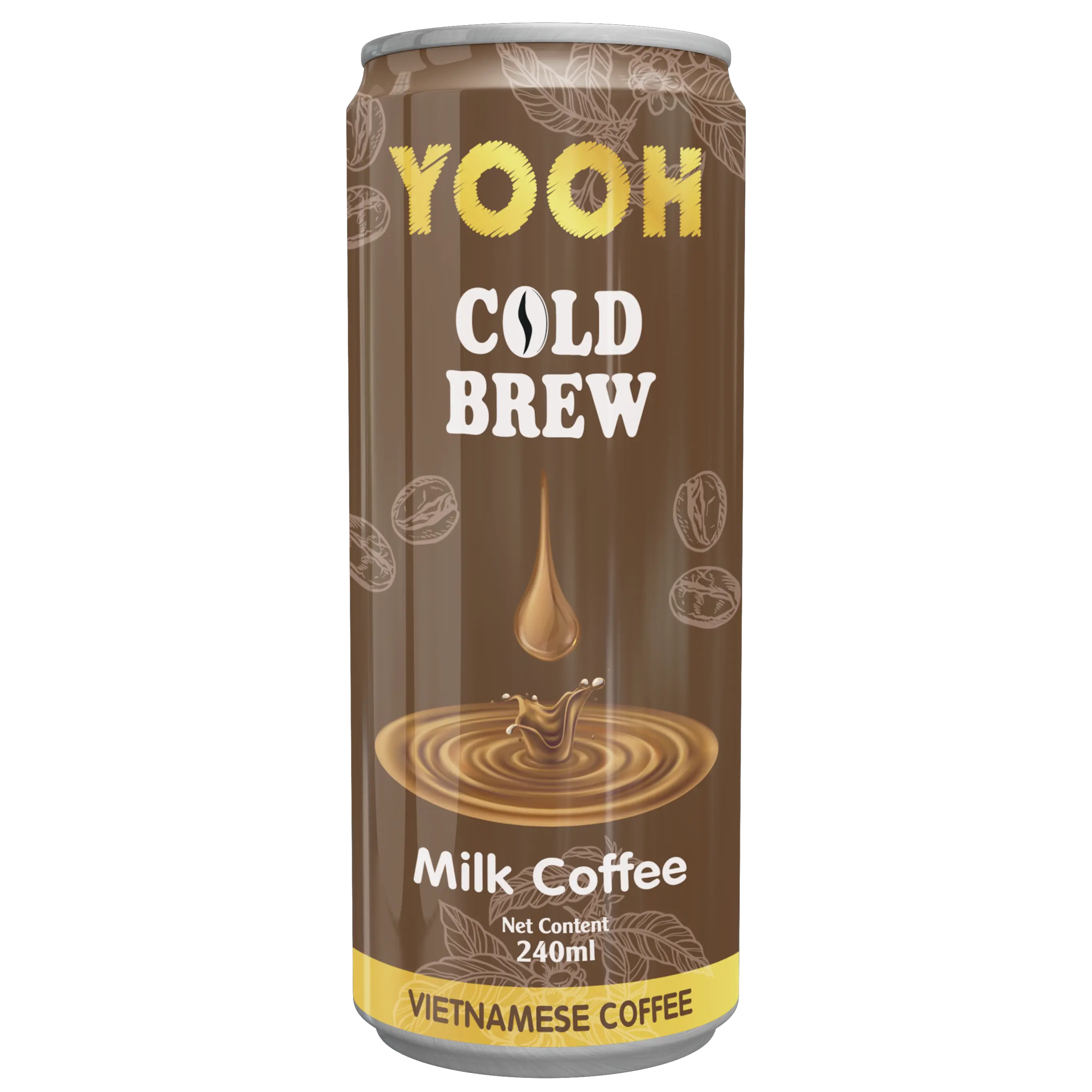 YOOH - COLD BREW Vietnamese Milk Coffee 240ml RTD beverage slim tin can for wholesale & export with affordable price