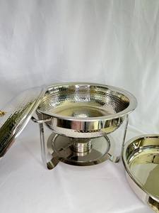 Calentador de Comida de Acero Inoxidable con Acabado Martillado Plateado de Lujo, con Soporte para Combustible, para Buffet de Hotel y Banquetes de Boda - Product Image 4
