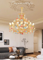 MEEROSEE Rose Lustre Or Rose Pendentifs Lumière Rose Fleur Maison Lampe Pour Salon MD98058