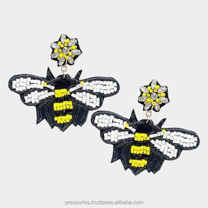 Pendientes de Aro con Cuentas Hechos a Mano, Diseño de Abeja, Unisex, Estilo Vintage, para Fiestas, Joyería con Insectos, Venta al Por Mayor, Novedad 2025 - Product Image 4