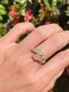 Diamond Bypass Wrap <b>Ring</b> Spiral <b>Snake</b> Serpent Cocktail Band Wholesale 14k 18k Gold Trillion Baguette Cut Lab Grown Manufacturer - Product Image 3