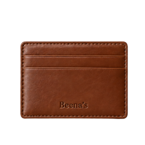 Beena's Genuine Leather <b>Card</b> Holder Minimalist Design Brown Laser Engraved Credit <b>Card</b> <b>Case</b> - Product Image 1