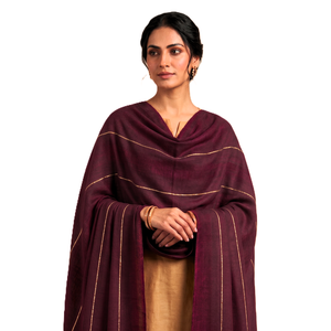 Women's Viscose <b>Shawl</b> Solid Color Long Winter <b>Wrap</b> Lightweight Durable Traditional Scarf Burgundy Gold Trim Daily Life - Product Image 1