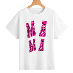Camiseta Transpirable de Alta Calidad para Mujer, con Bordado de Lentejuelas con Texto MAMA, Estilo Casual Personalizado para el Día del Partido de Fútbol Americano, Tendencia 2026 - Product Image 1