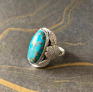 Feather Design Natural <b>Turquoise</b> <b>Ring</b> (5.9 Grams) for Gift Occasions oval-shaped <b>turquoise</b> - Product Image 2