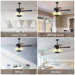 Ventilatore da Soffitto LED Retrattile da 52 Pollici con Luce, Silenzioso, a Basso Profilo, con Paralume in Vetro Antiesplosione per Hotel - Product Image 3