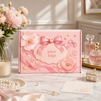 Individuelle Rosa Geschenkbox mit Bedruckter Blumen-Schleife Gold Herz Papierbox Kosmetik Parfüm Valentinstag Muttertag Braut OEM ODM