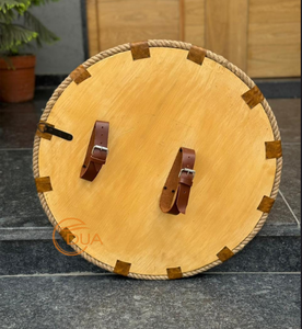 Armadura Redonda de Madera de Guerrero Vikingo Medieval Hecha a Mano y Pulida, con Cara de Dragón y Metal Plateado, 24 Pulgadas, para Navidad y Halloween - Product Image 2