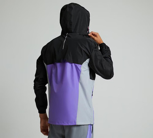 Chaqueta Cortavientos con Capucha para Hombre, Diseño Color Block, Cierre de Cremallera, Estilo Deportivo, Ropa de Primavera para Exteriores, Material Poliéster - Product Image 3