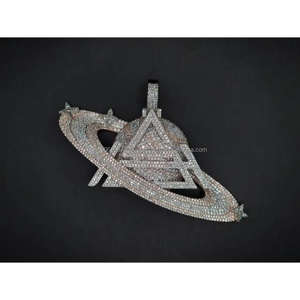 Colgante con logotipo 3D personalizado en VVS Lab Grown Iced Out Hip Hop Jewelry Bling 925 Sterling Silver Regalo hecho a mano personalizado - Product Image 1