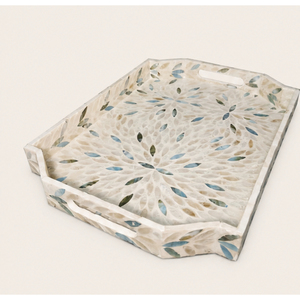 Bandeja de Servir Hecha a Mano con Incrustaciones de Madreperla, Bandeja Decorativa de Madera con Mosaico de Lujo, Bandeja para Mesa de Centro Otomana al por Mayor - Product Image 3