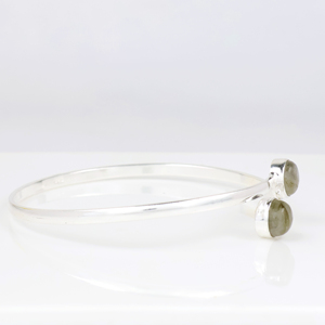Wholesale Handmade 925 Sterling Silver Plated Natural Rose Quartz Gemstone Two <b>Stone</b> Teardrop Bypass Bangle <b>Bracelet</b> Elegant - Product Image 3