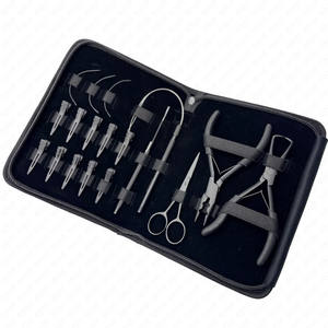 Kit de herramientas de extensión de cabello profesional negro con logotipo personalizado de diseño personalizado Juego DE APLICACIÓN DE CUENTAS DE microanillo de 17 piezas - Product Image 1