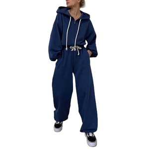 Conjunto de Dos Piezas de Sudadera Corta con Capucha y Cremallera Extra Grande con Bordado Desgastado Personalizado, Estilo Hip Hop, Talla Grande para Mujer - Product Image 1