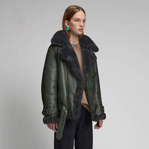 Premium Quality <b>Women's</b> Shearling Leather Jackets Breathable Eco-Friendly Winter Cold <b>Weather</b> Travel Style - Product Image 3