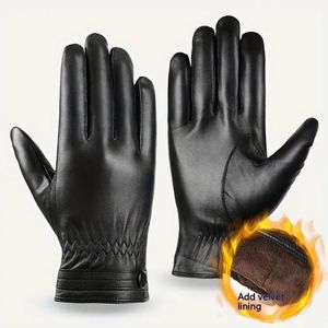 Gants en cuir thermiques pour femmes, pour un usage quotidien, des fêtes et l'hiver, compatibles avec les écrans tactiles - Product Image 1