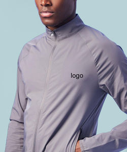 Ensemble de survêtement 2 pièces pour homme – Veste de sport et pantalon de jogging 100 % nylon couleur unie séchage rapide, tenue d'automne grande taille avec taille élastique - Product Image 4