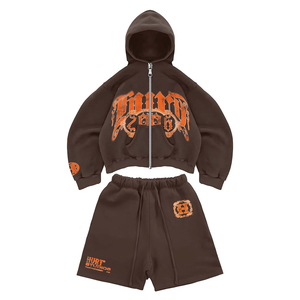 Ensemble sweat à capuche et short pour homme – Premium, léger, respirant, en mélange de coton – Survêtement complet - Product Image 2