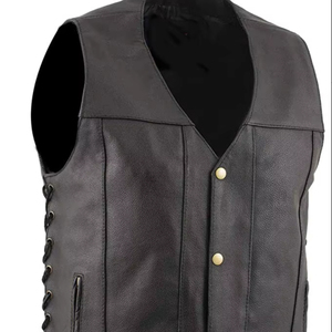 เสื้อกั๊กหนังวัวแท้ทรงวีคอแบบกระดุมแถวเดียวสำหรับผู้ชายรุ่นใหม่ปี 2025 ระดับไฮเอนด์  รักษ์โลก เหมาะสำหรับฤดูใบไม้ร่วง พร้อมขนเฟอร์ด้านนอก - Product Image 1