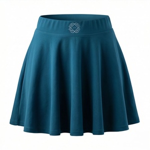 Mini-jupe trapèze pour femme, couleur unie, taille élastique, respirante, style sportif, bleu sarcelle - Product Image 1