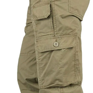 New High Quality Lightweight <b>Men's</b> Canvas Cargo Pants Mid Loose Fit Straight Leg Multi-Pocket Casual Outdoor Breathable <b>Khaki</b> - Product Image 3