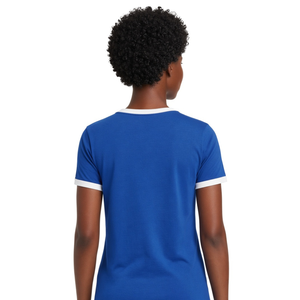 Zeta Phi Beta Ringer <b>T</b>-<b>Shirt</b> <b>Women</b> Royal Blue <b>White</b> Trim Greek Letter Alpha Beta Chapter Crew Neck Sorority Tee Short Sleeve - Product Image 2