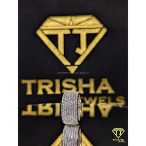 Luxury Full Iced Moissanite Diamond <b>Ring</b> in 925 Sterling <b>Silver</b> Hip Hop Statement Band for <b>Men</b> and Women By Trisha Jewels - Product Image 6