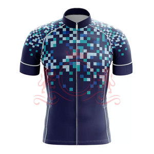 Ensemble maillot et short de cyclisme pour homme, motif bleu pixel, respirant, polyester, coupe sans couture, pour adultes - Product Image 4