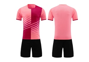 Conjuntos de camisetas y pantalones cortos de fútbol con estampado de transferencia térmica OEM, uniformes de fútbol personalizables, nombres/números de equipos, 100% poliéster - Product Image 6