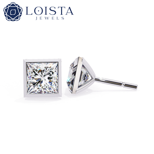 Pendientes de Diamantes Cultivados en Laboratorio, Corte Princesa, Estilo Clásico, Joyería de Boda para Mujer con Certificado IGI - Product Image 2