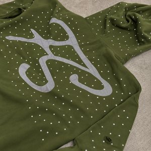 Sudadera con capucha y cremallera completa para hombre, personalizada con pedrería, efecto desgastado, oversize, de peso pesado, estilo streetwear, marrón, marca privada - Product Image 6