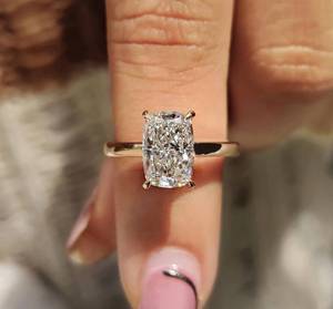 Bague de fiançailles personnalisée en moissanite 1 carat, taille coussin, sans nickel, sans plomb, en argent 925, or blanc/jaune/rose 10K 14K 18K - Product Image 6