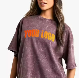 New Design 100% Cotton Women's T-Shirt with Custom Brand Logo Summer Eco-Friendly Quick Dry Short Sleeve acid wash T-Shirts - Product Image 3