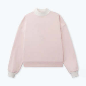 Sudaderas de invierno para mujer High Street, de poliéster/algodón, color blanco liso, con estampado frontal personalizado, cuello simulado, anti-pilling - Product Image 1