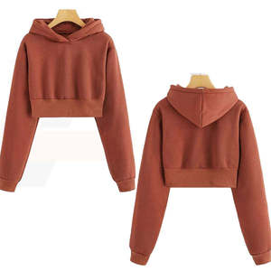 Women's Cropped <b>Hoodie</b> Printed Solid Color <b>Sleeveless</b> Casual Pullover Winter Knitted Cotton Breathable Sweatshirt - Product Image 3