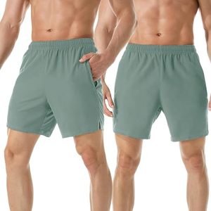 Shorts de sport gris pour homme avec cordon de serrage, décontractés, pour l'entraînement et la gym, avec poches latérales - Product Image 1